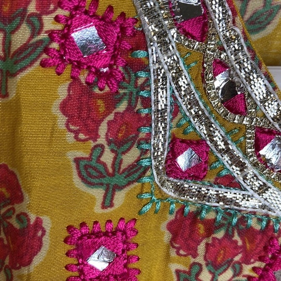 BIBA Girls NWT Yellow Poly Viscose Straight Printed Kurta Sharara Set 8-9 Formal - Picture 15 of 15